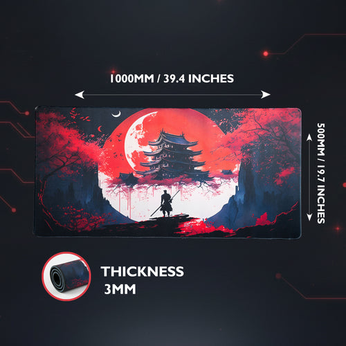 Blood Moon Samurai Desk Mat | Desk Vibe