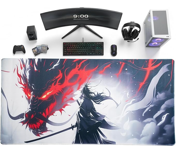Wrath of the Dragon - Samurai Inferno Desk Mat | Desk Vibe