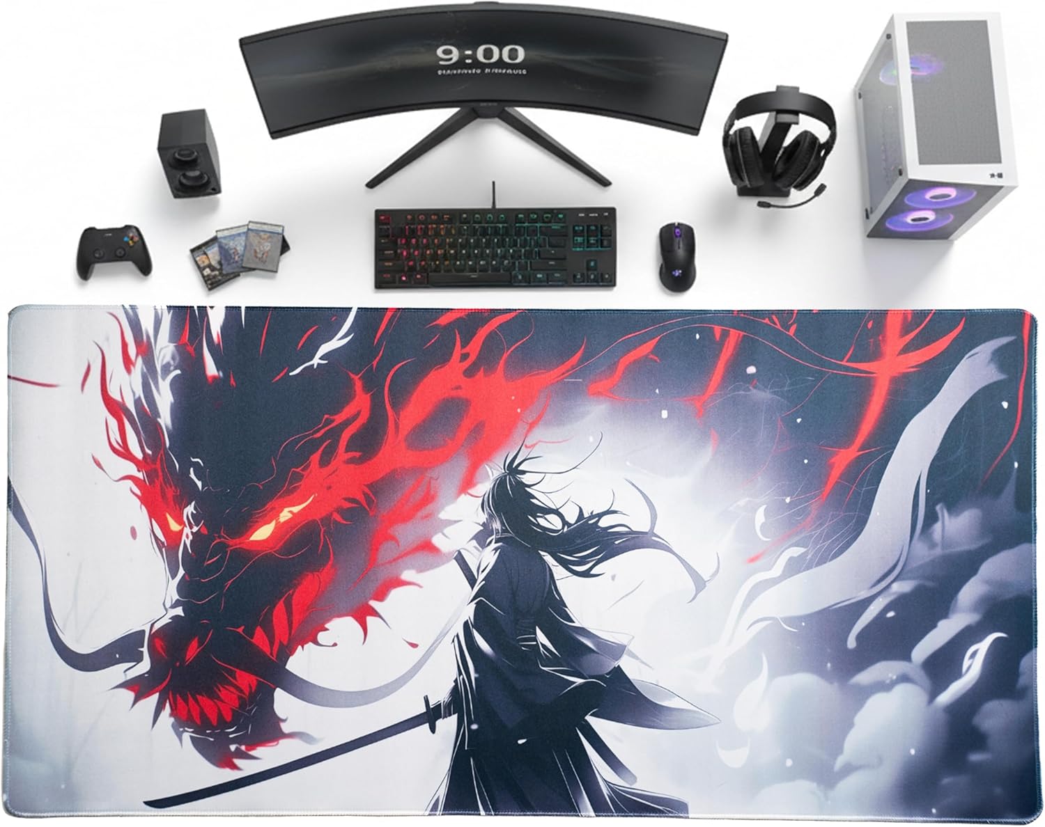 Samurai & Elemental Aura Series Desk Mat | Desk Vibe