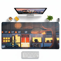 Tokyo Night Cafe Desk Mat | Desk Vibe - 1