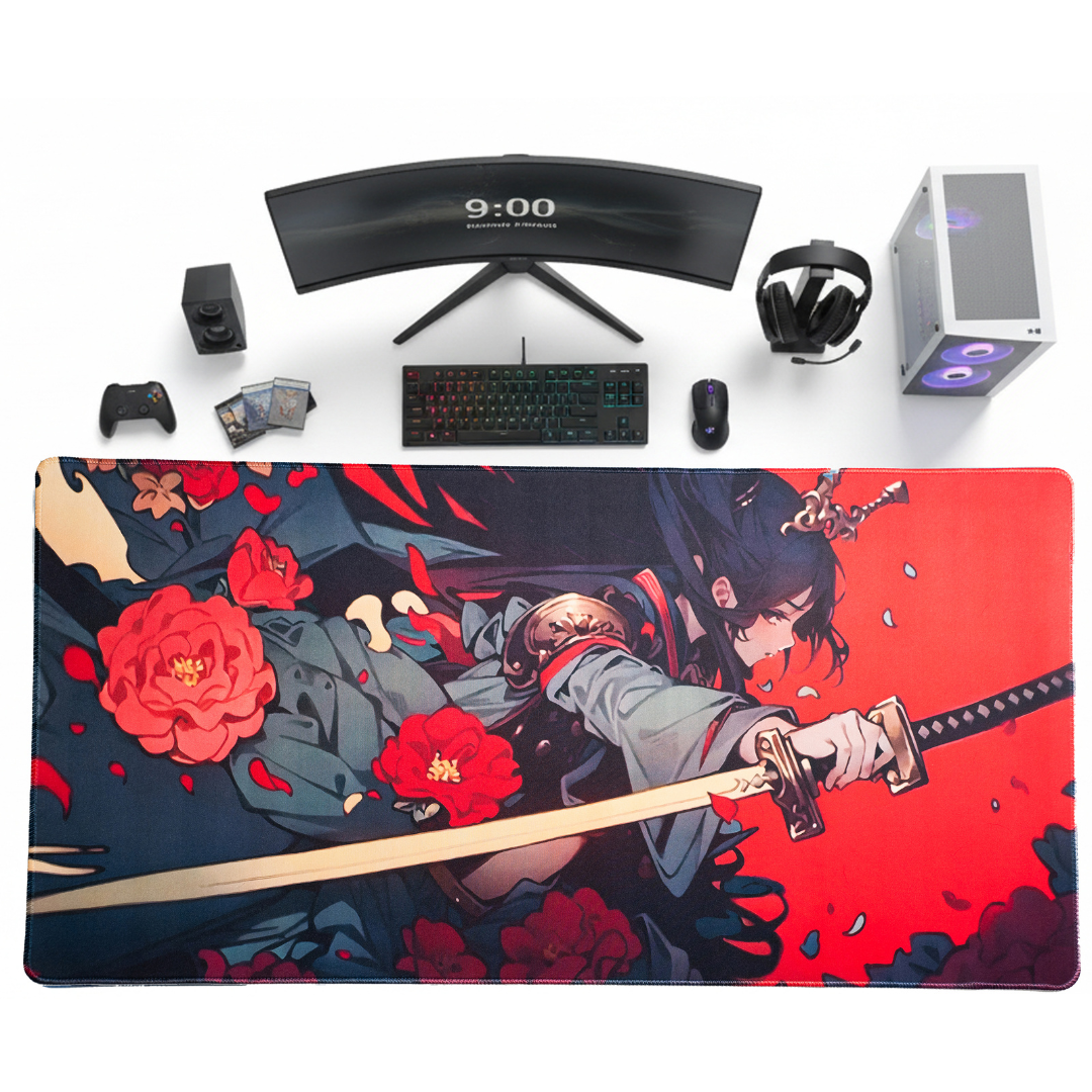 Scarlet Blade - Female Samurai Desk Mat | Desk Vibe