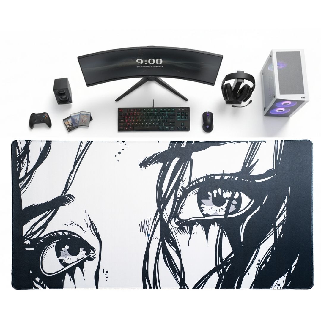 Eyes of Mystery - Minimalist Art Desk Mat | Desk Vibe