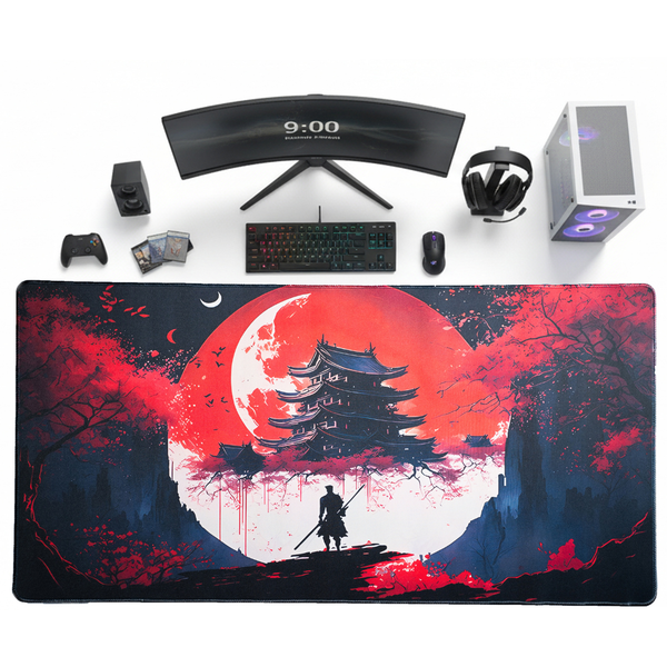 Blood Moon Samurai Desk Mat | Desk Vibe