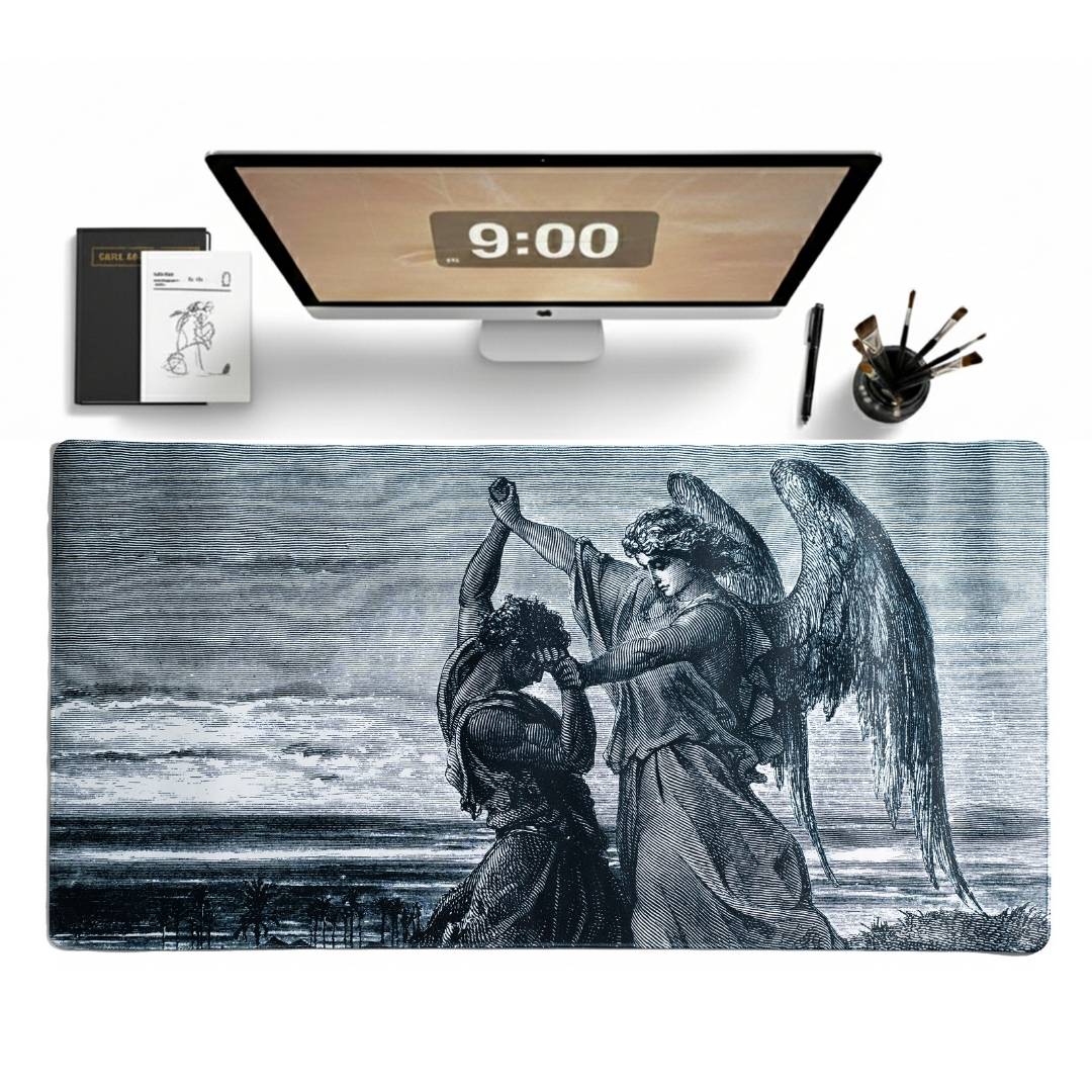 Jacob Wrestling with the Angel Desk Mat | Desk Vibe